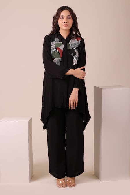 Myra Clothing Line Sequined Asymmetric Tunic & Pant Set 