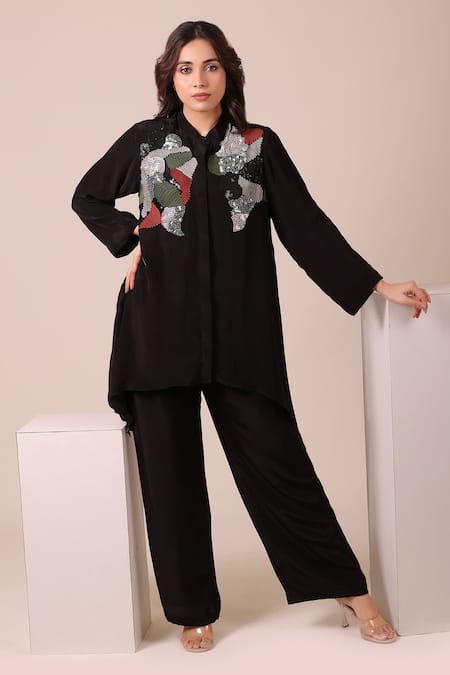 Myra Clothing Line Sequined Asymmetric Tunic & Pant Set 