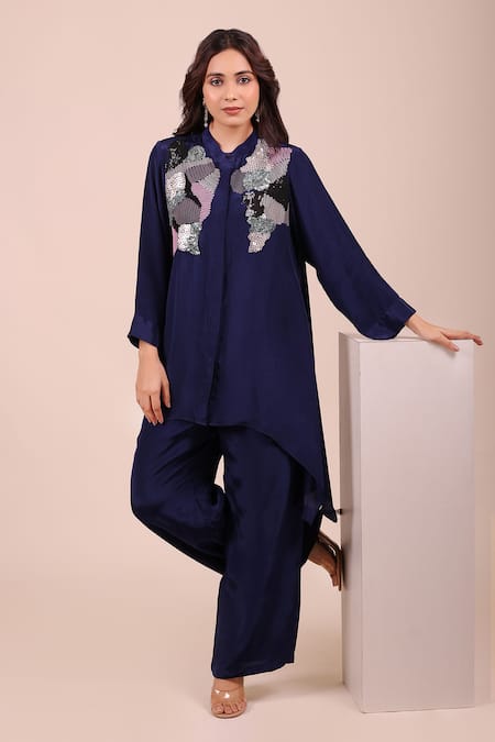 Myra Clothing Line Sequined Abstract Pattern Top & Pant Set 