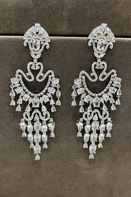 Prestones Royal Cascade Zirconia Embellished Earrings 