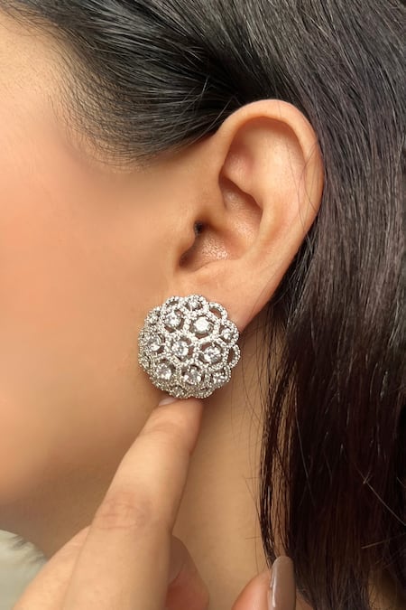 Prestones Round Shaped Zirconia Studs 