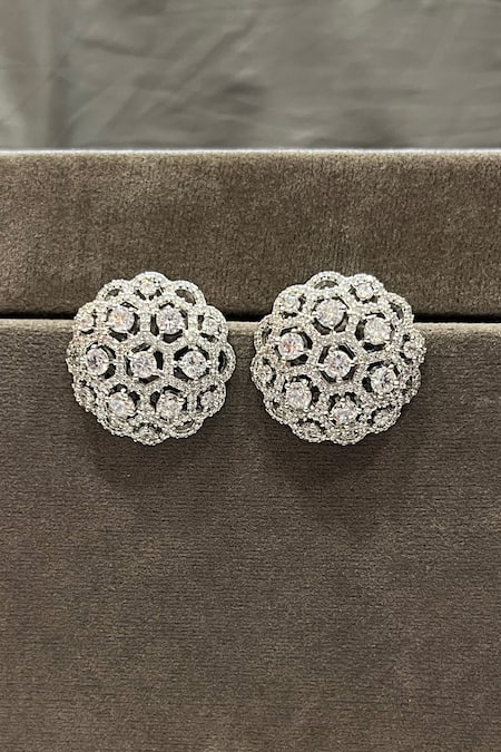 Prestones Round Shaped Zirconia Studs 