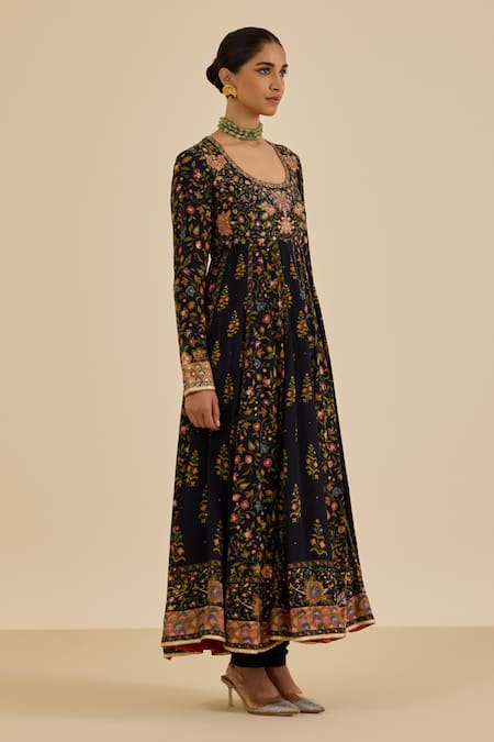 Buy Ritu Kumar Black Viscose, Lycra Embroidery, Piping Scoop Floral Print And Aari Anarkali Set Online at Aza Fashions Buy_Ritu Kumar_Black Viscose, Lycra Embroidery, Piping Scoop Floral Print And Aari Anarkali Set _Online_at_Aza_Fashions