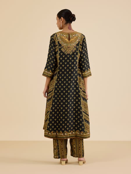 Ritu Kumar Geometric Print & Embroidered Kurta Set