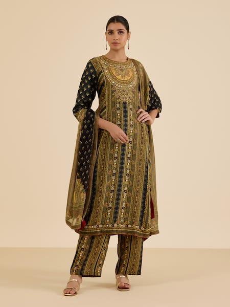 Ritu Kumar Geometric Print & Embroidered Kurta Set