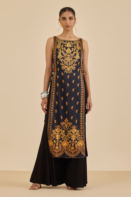 Ritu Kumar Floral Pattern Straight Kurta Gharara Set