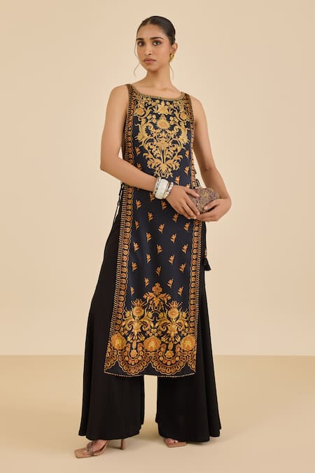 Ritu Kumar Floral Pattern Straight Kurta Gharara Set