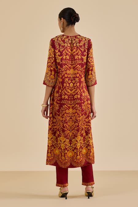 Ritu Kumar Floral Print Straight Kurta Pant Set