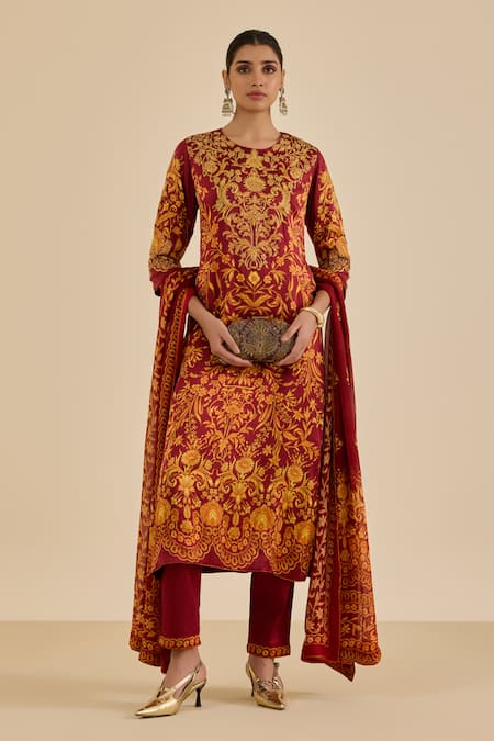 Ritu Kumar Floral Print Straight Kurta Pant Set