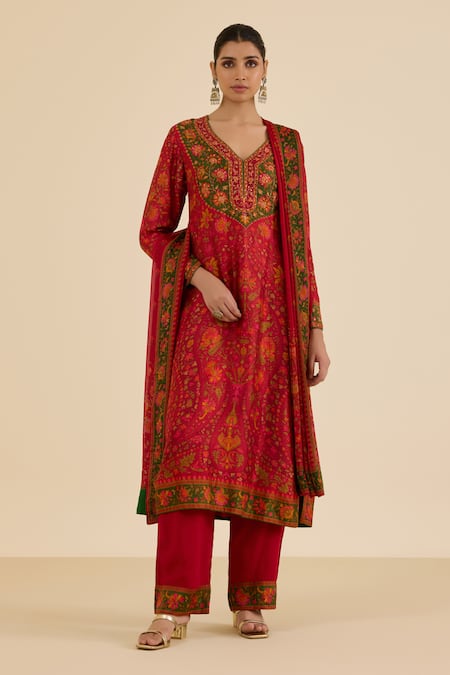 Ritu Kumar Floral Print Straight Kurta Pant Set