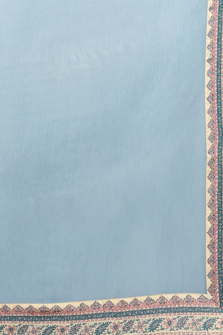 Shop_Ritu Kumar_Beige Silk, Cotton, Viscose Embroidery Leaf Neck Paisley Print And Kurta Pant Set _Online_at_Aza_Fashions