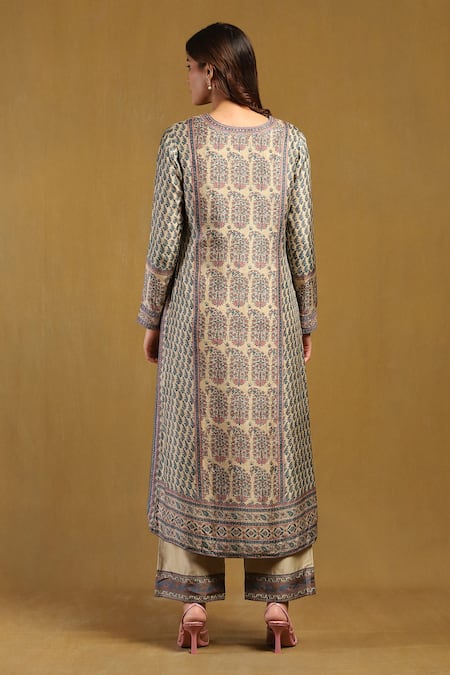 Ritu Kumar Paisley Print & Embroidered Kurta Pant Set