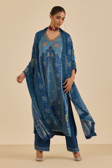 Ritu Kumar Floral Print & Embroidered Kurta Set