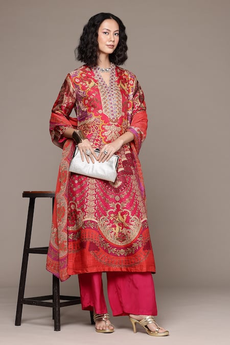 Ritu Kumar Floral Embroidered Kurta Palazzo Set 