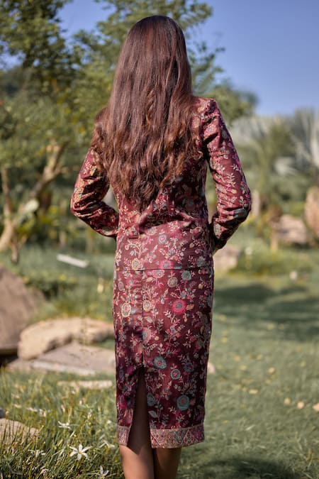 Safaa La Prune Rouge Woven Jacket & Skirt Set 