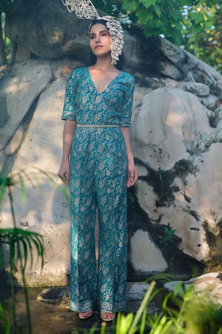 Safaa Le Ciel Floral Woven Jumpsuit 