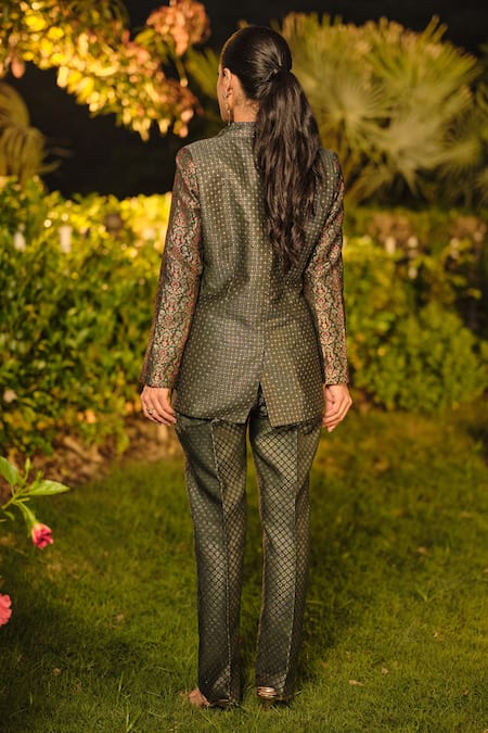 Safaa La Clair De Lune Woven Blazer Pant Set 