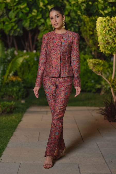 Safaa La Petite Fleur Woven Jacket & Pant Set 
