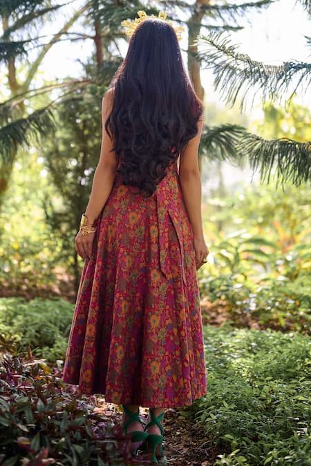 Safaa La Rouge Lumiere Floral Woven Dress With Blazer 