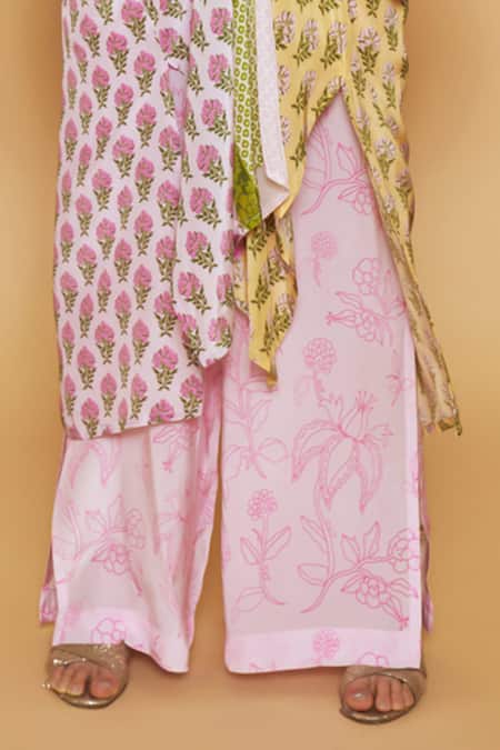 Shop SAKSHI GIRRI Green Crepe Sequins, Stones, Beads V-neck Printed Drawstring Kaftan And Pant Set Online at Aza Fashions Shop_SAKSHI GIRRI_Green Crepe Sequins, Stones, Beads V-neck Printed Drawstring Kaftan And Pant Set_Online_at_Aza_Fashions