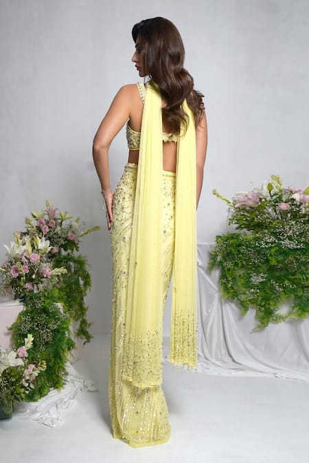 Shourya Gatha Butter Yellow Embroidered Lehenga Set 