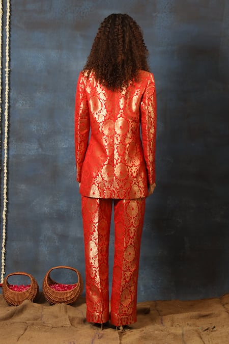 Swatee Singh Brocade Pattern Blazer & Pant Set 