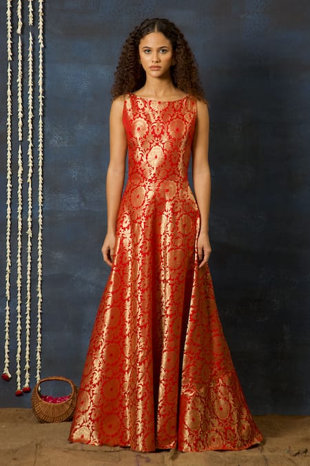 Swatee Singh Brocade Woven Pattern Gown 