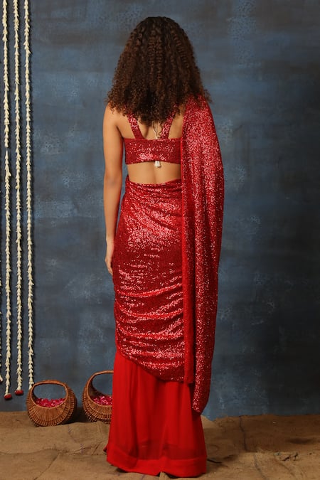 Swatee Singh Sequined Pre-Stitched Saree With Blouse 