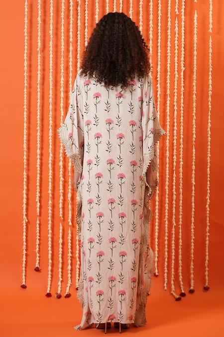 Swatee Singh Digital Print V Neck Kaftan 