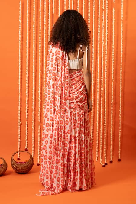 Swatee Singh Digital Print Pre-Stitched Tiered Saree With Blouse 