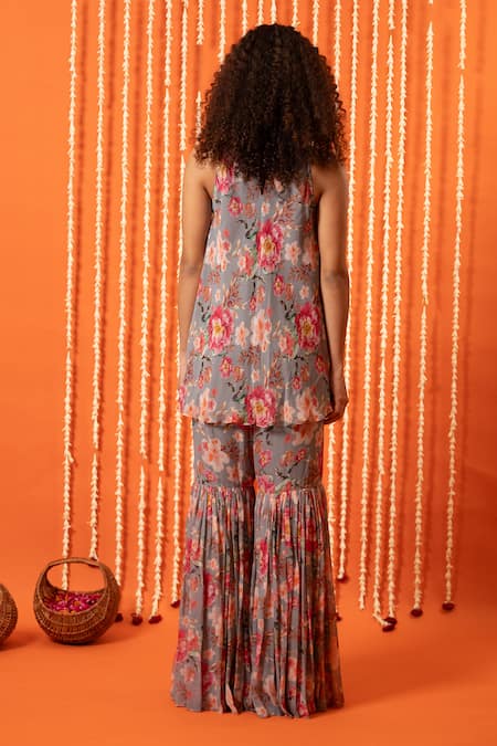 Swatee Singh Digital Floral Print Top & Sharara Set 