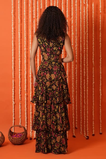 Swatee Singh Digital Print Tiered Dress 
