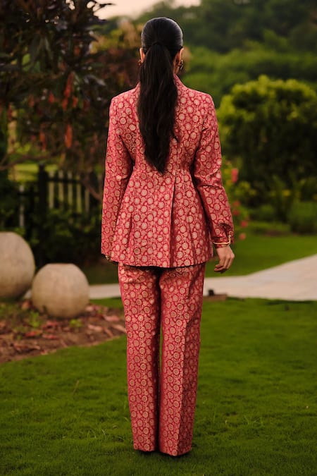 Safaa La Rose Fleurit Peplum Top & Pant Set 