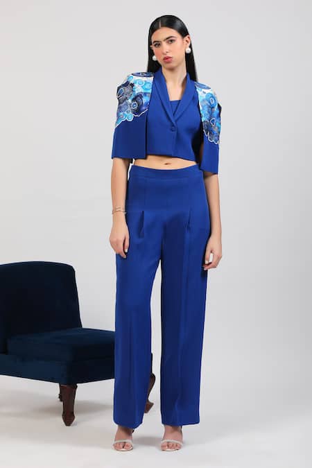 Zosia Aquarelle Print Jacket Pant Set 