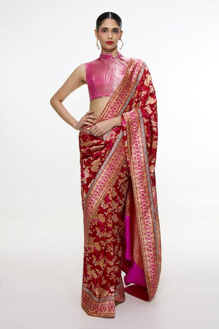 Ekaya Banaras Floral Pattern Handwoven Saree 