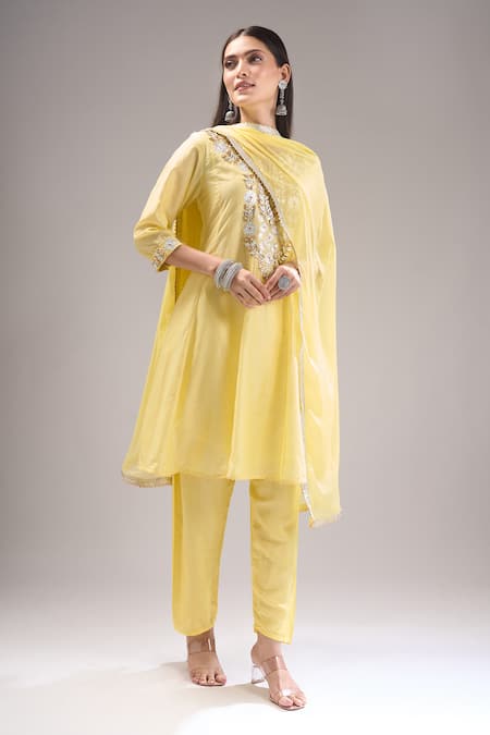 Samyukta Singhania Chanderi Gota Patti Embroidered Anarkali Set 