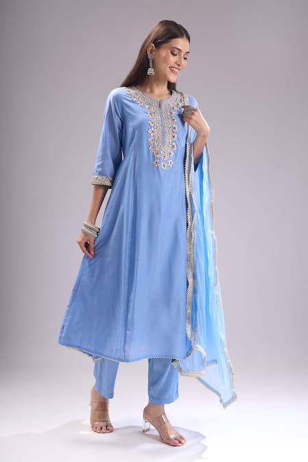 Samyukta Singhania Gota Patti Embroidered Chanderi Anarkali Suit Set