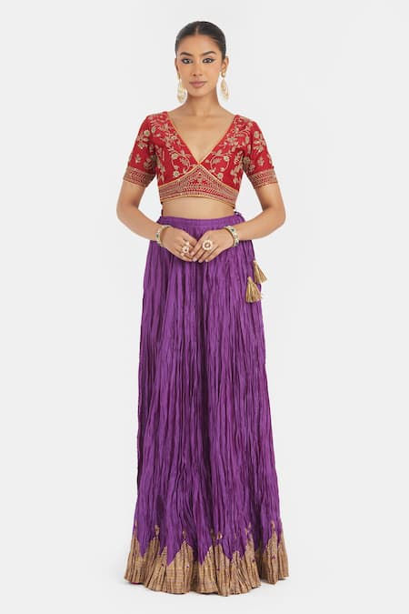Kora Dori Embroidered Choli & Kali Lehenga Set 