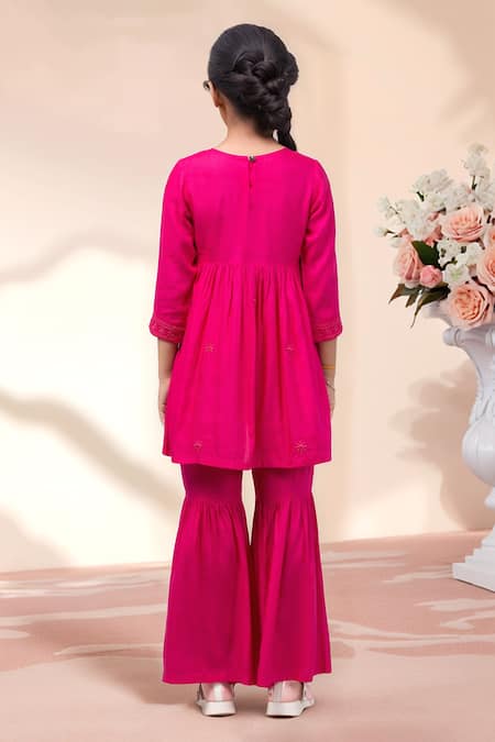 Petite Pomme Embroidered Kurta With Sharara