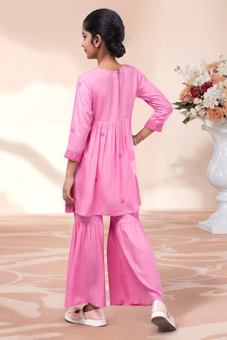 Petite Pomme Embroidered Kurta With Sharara