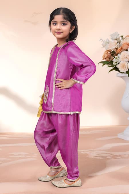 Buy Petite Pomme Mauve Embroidery, Sequins Butti Work Kurta Tulip Pant Set Online at Aza Fashions Buy_Petite Pomme_Mauve Embroidery, Sequins Butti Work Kurta Tulip Pant Set _Online_at_Aza_Fashions