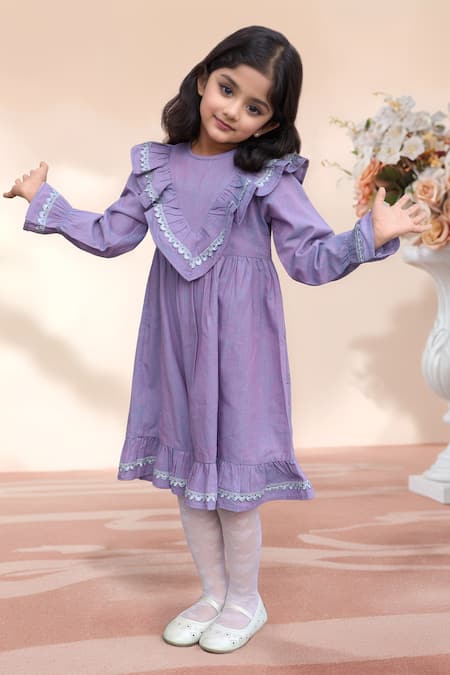 Petite Pomme Embroidered Yoke Dress 