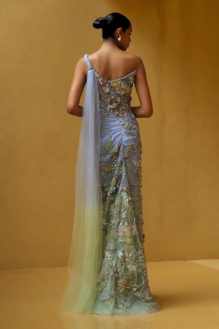 Moledro Mirae Embroidered Draped Gown 