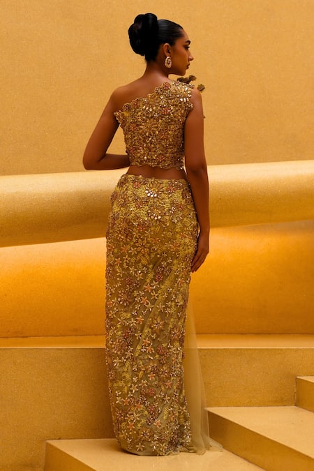 Moledro Ember Embroidered Blouse & Draped Skirt 