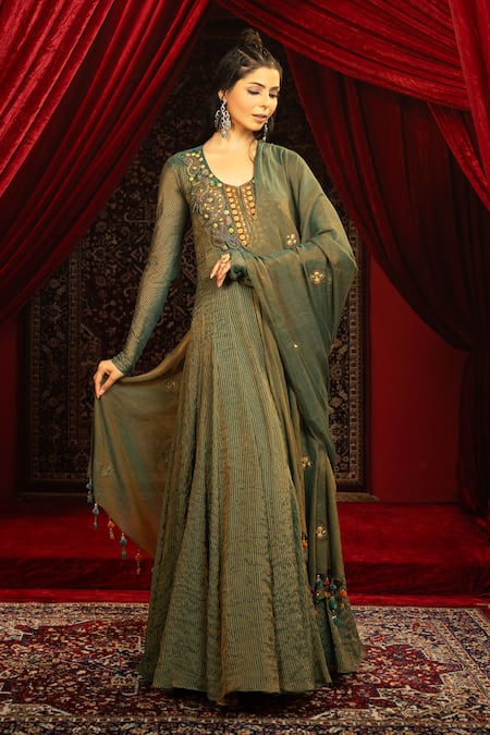Sonia Baderia Hand Embroidered Anarkali With Dupatta 