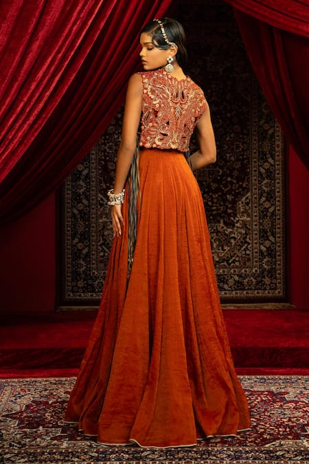 Sonia Baderia Anarkali With Embroidered Cape 