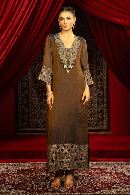 Sonia Baderia Hand Embroidered Kurta & Flared Pant Set 