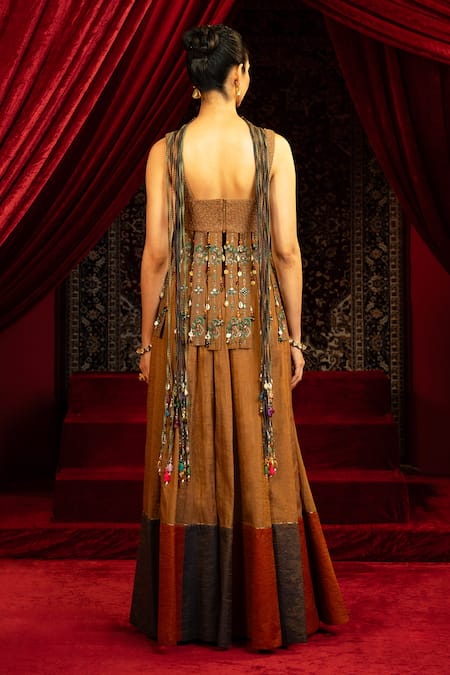 Sonia Baderia Hand Embroidered Peplum Kurta Sharara Set 