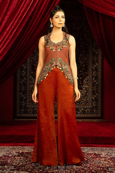 Sonia Baderia Hand Embroidered Peplum Jacket With Pant 