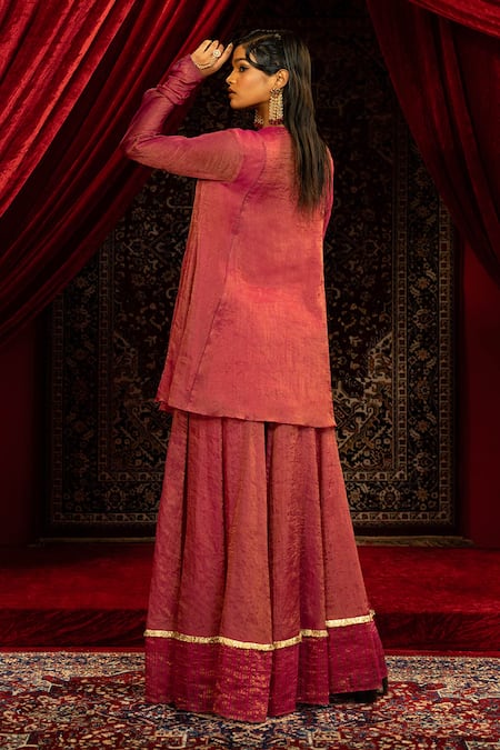 Sonia Baderia Chanderi Hand Embroidered Kurta Sharara Set 